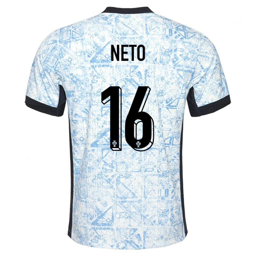 Danxen Kobiety Portugalia Martim Neto #16 Kremowy Niebieski Wyjazdowa Koszulka 24-26 Koszulki Klubowe