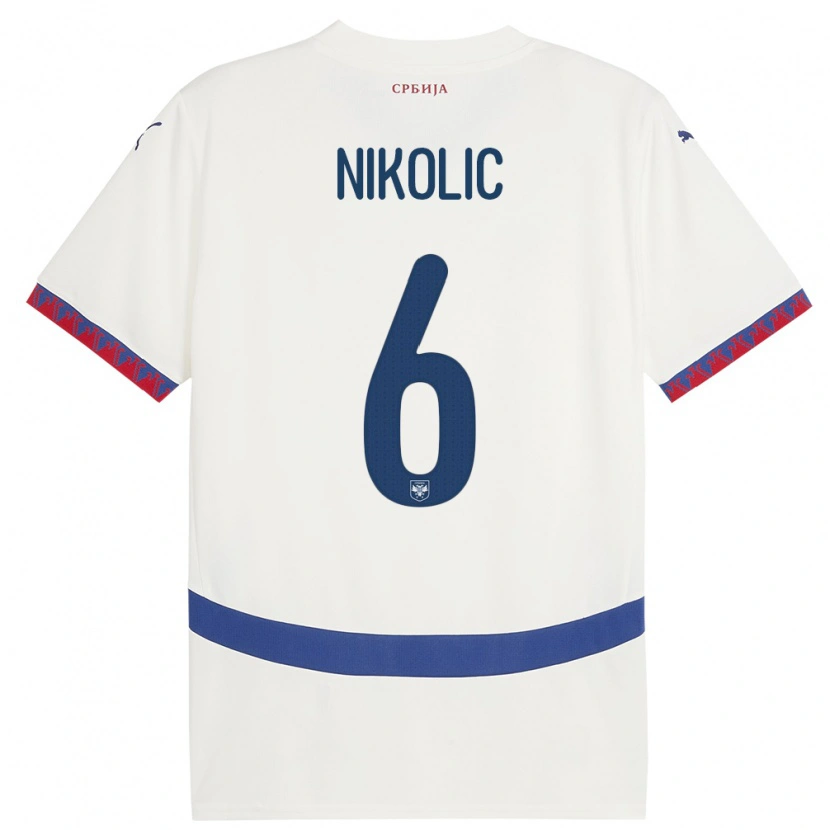 Danxen Kobiety Serbia Lazar Nikolic #6 Biały Wyjazdowa Koszulka 24-26 Koszulki Klubowe
