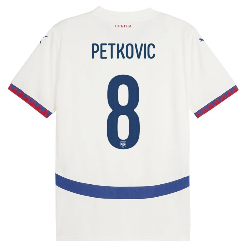 Danxen Kobiety Serbia Mihajlo Petkovic #8 Biały Wyjazdowa Koszulka 24-26 Koszulki Klubowe