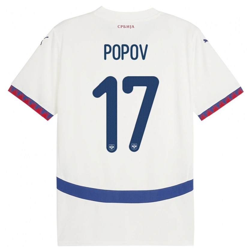 Danxen Kobiety Serbia Andrej Popov #17 Biały Wyjazdowa Koszulka 24-26 Koszulki Klubowe