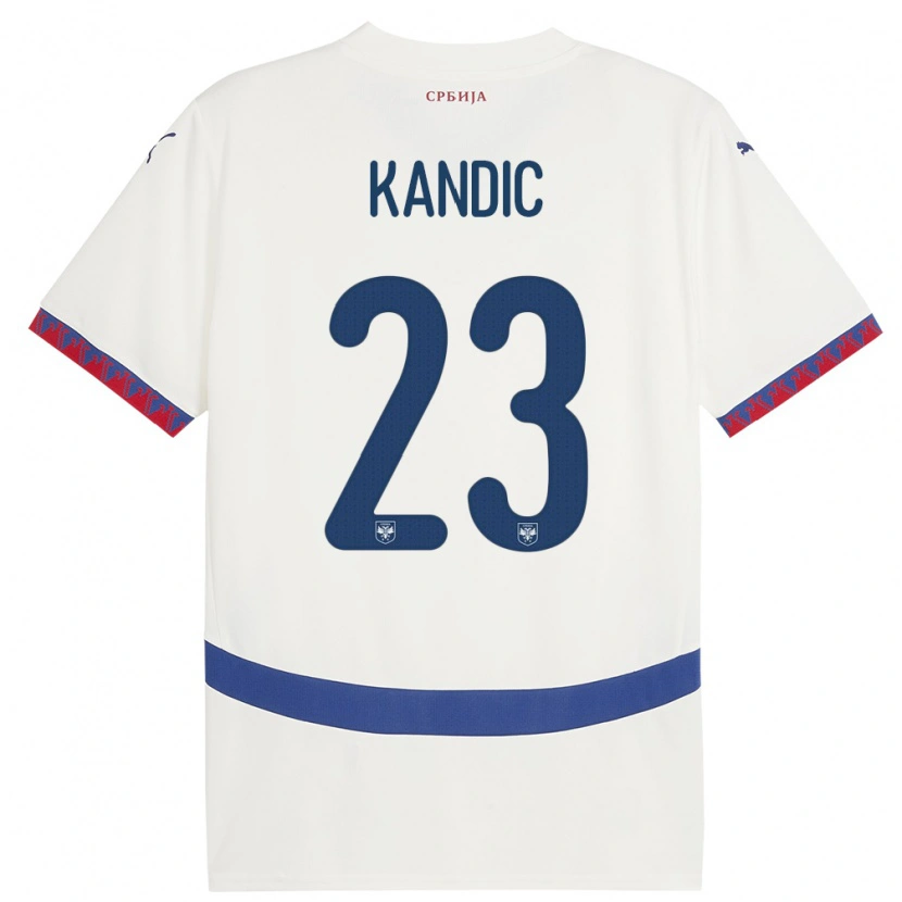 Danxen Kobiety Serbia Marko Kandic #23 Biały Wyjazdowa Koszulka 24-26 Koszulki Klubowe
