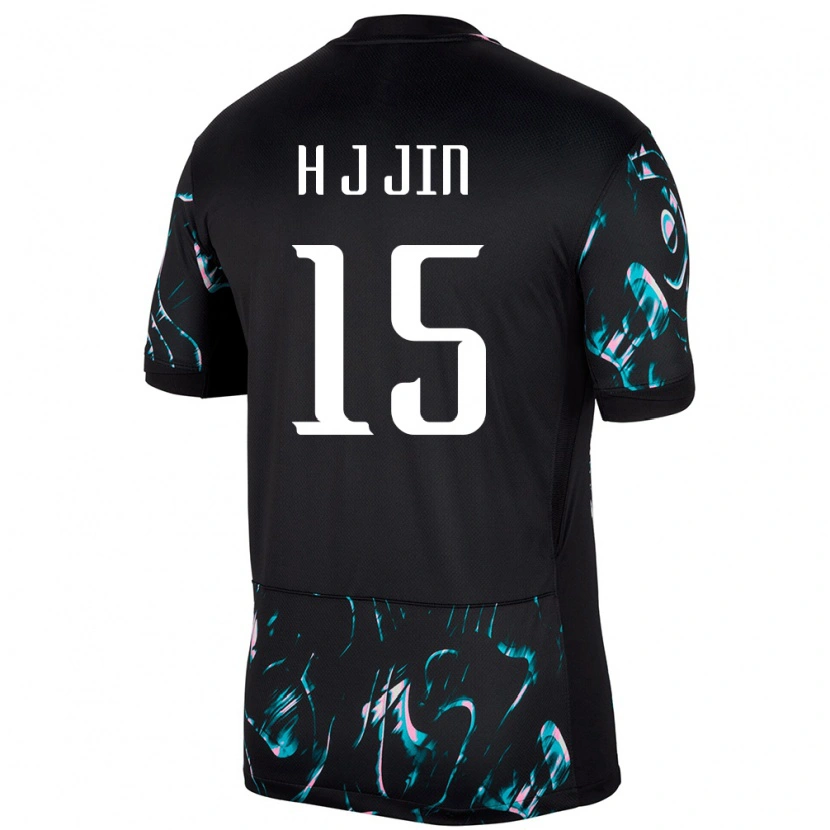 Danxen Kobiety Korea Południowa Jun-Ho Jin #15 Czarny Wyjazdowa Koszulka 24-26 Koszulki Klubowe
