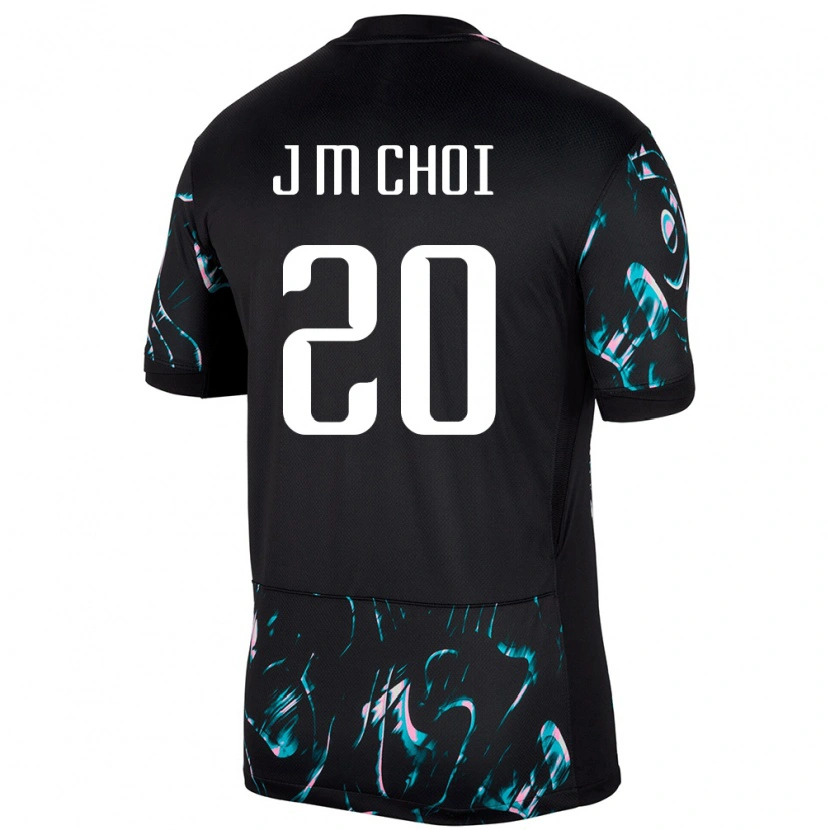 Danxen Kobiety Korea Południowa Min-Jun Choi #20 Czarny Wyjazdowa Koszulka 24-26 Koszulki Klubowe