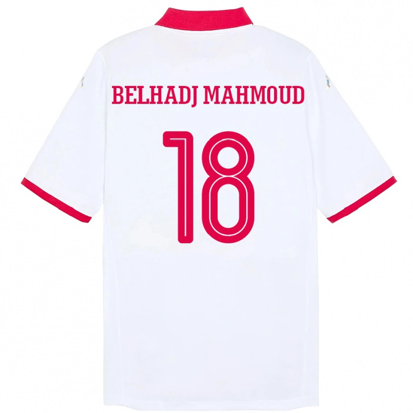 Danxen Kobiety Tunezja Mohamed Belhadj Mahmoud #18 Biały Wyjazdowa Koszulka 24-26 Koszulki Klubowe