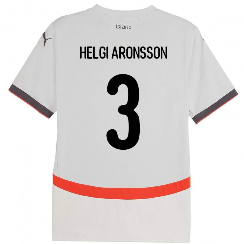 Danxen Kobiety Islandia Davíd Helgi Aronsson #3 Biały Wyjazdowa Koszulka 24-26 Koszulki Klubowe