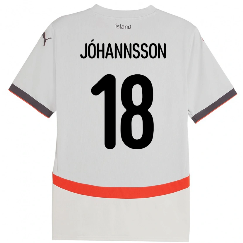 Danxen Kobiety Islandia Helgi Jóhannsson #18 Biały Wyjazdowa Koszulka 24-26 Koszulki Klubowe