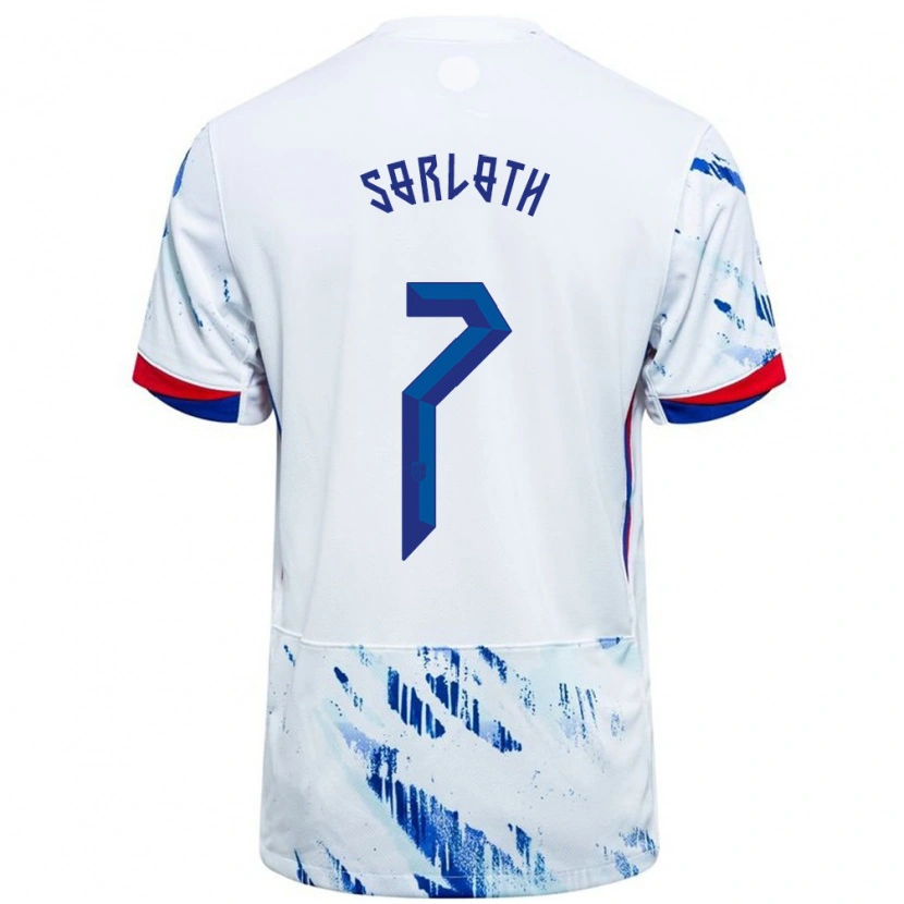 Danxen Kobiety Norwegia Alexander Sørloth #7 Biały Niebieski Wyjazdowa Koszulka 24-26 Koszulki Klubowe