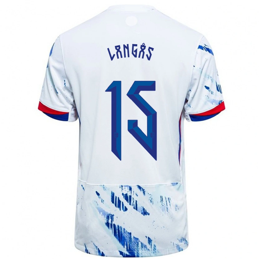 Danxen Kobiety Norwegia Sondre Langås #15 Biały Niebieski Wyjazdowa Koszulka 24-26 Koszulki Klubowe