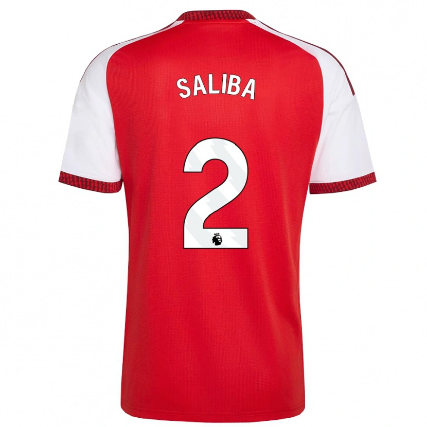 Danxen Kobiety William Saliba #2 Czerwony Biały Czarny Domowa Koszulka 2026/27 Koszulki Klubowe