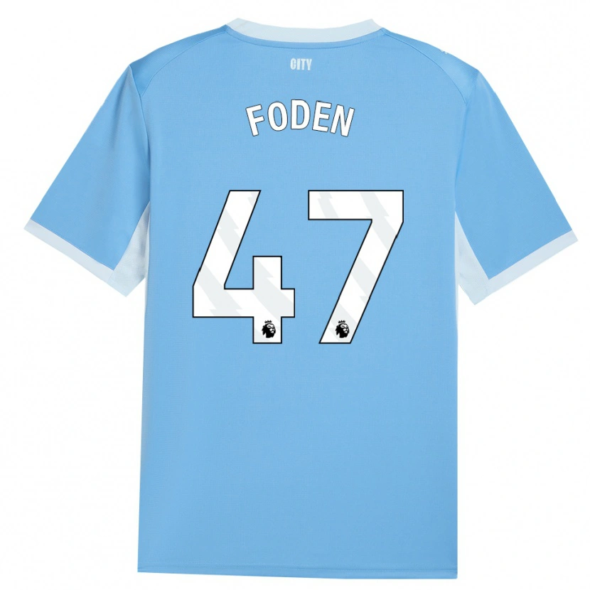 Danxen Kobiety Phil Foden #47 Jasnoniebieski Biały Domowa Koszulka 2026/27 Koszulki Klubowe