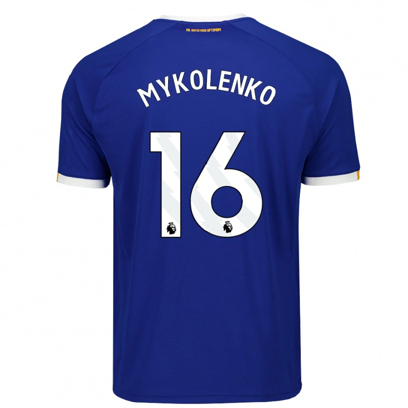 Danxen Kobiety Vitaliy Mykolenko #16 Niebieski Biały Żółty Domowa Koszulka 2026/27 Koszulki Klubowe