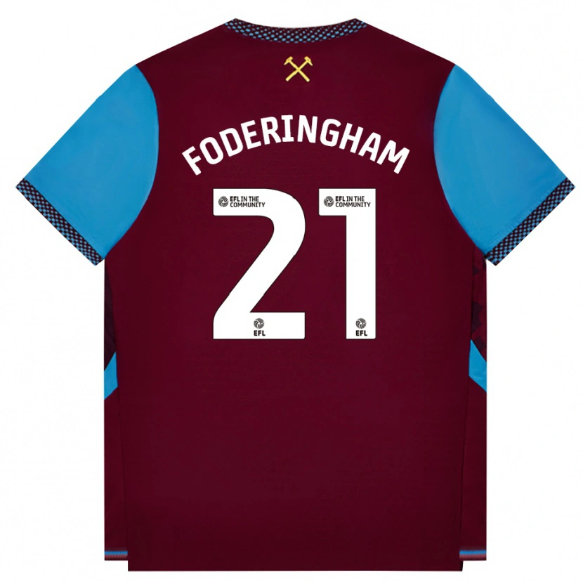 Danxen Kobiety Wes Foderingham #21 Bordowy Niebieski Chaber Domowa Koszulka 2026/27 Koszulki Klubowe