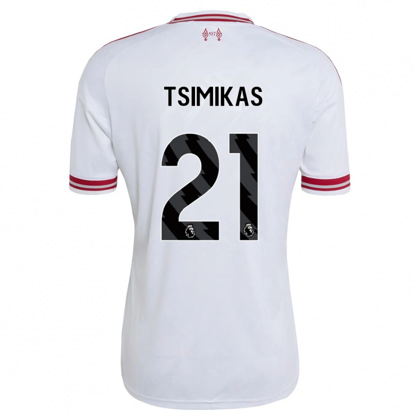 Danxen Kobiety Konstantinos Tsimikas #21 Czerwony Biały Wyjazdowa Koszulka 2026/27 Koszulki Klubowe