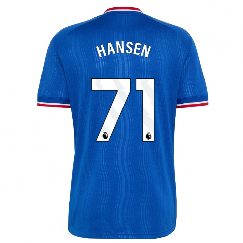 Danxen Kobiety Isak Hansen-Aaroen #71 Niebieski Biały Czerwony Wyjazdowa Koszulka 2026/27 Koszulki Klubowe
