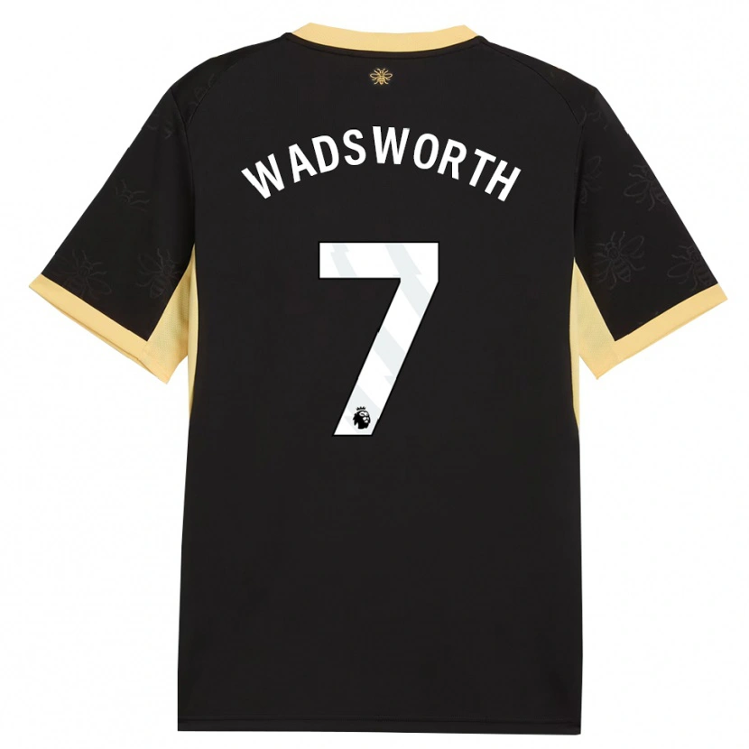 Danxen Kobiety Sam Wadsworth #7 Czarny Żółty Wyjazdowa Koszulka 2026/27 Koszulki Klubowe