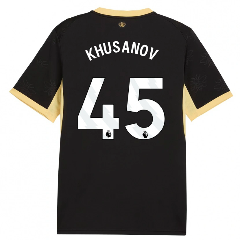 Danxen Kobiety Abdukodir Khusanov #45 Czarny Żółty Wyjazdowa Koszulka 2026/27 Koszulki Klubowe