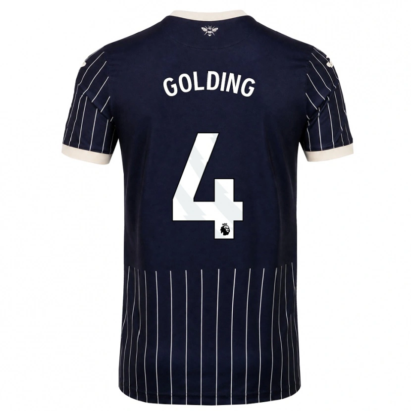 Danxen Kobiety Aidan Golding #4 Czarny Biały Wyjazdowa Koszulka 2026/27 Koszulki Klubowe