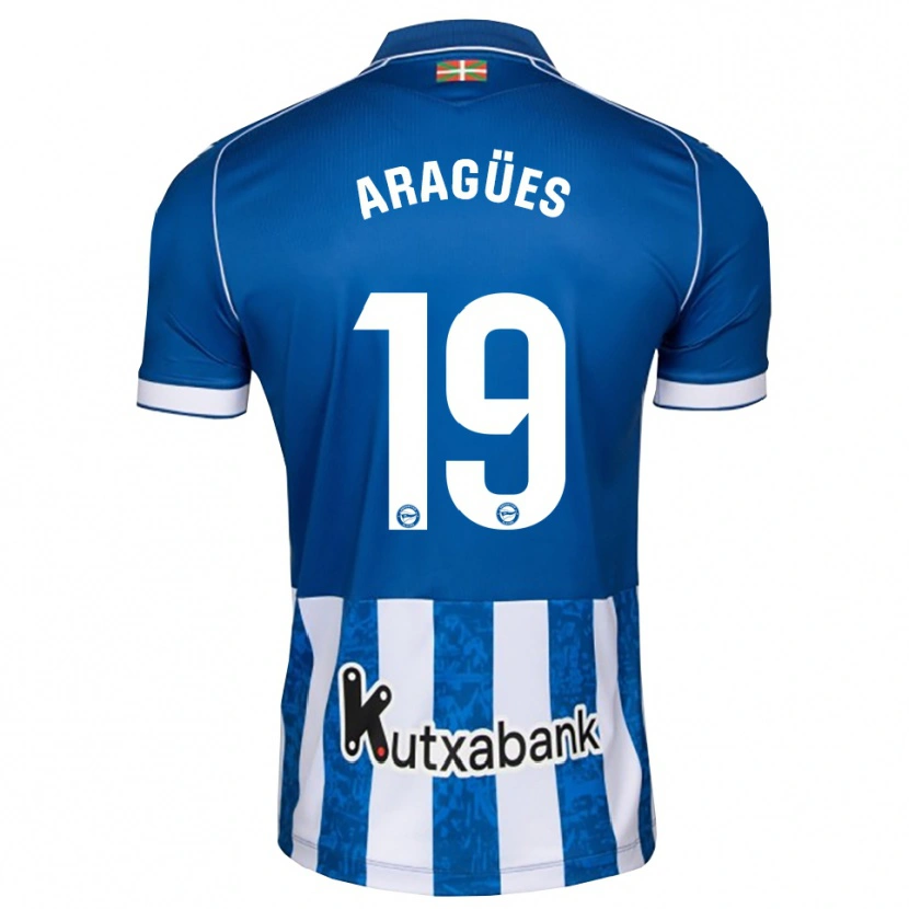 Danxen Dzieci Chema Aragües #19 Niebieski Biały Czarny Domowa Koszulka 2026/27 Koszulki Klubowe