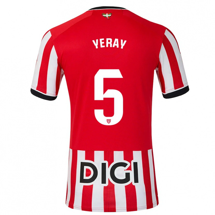 Danxen Dzieci Yeray Álvarez #5 Czerwony Czarny Biały Domowa Koszulka 2026/27 Koszulki Klubowe