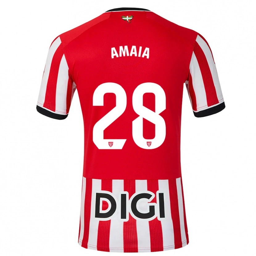 Danxen Dzieci Amaia Martinez De La Peña #28 Czerwony Czarny Biały Domowa Koszulka 2026/27 Koszulki Klubowe