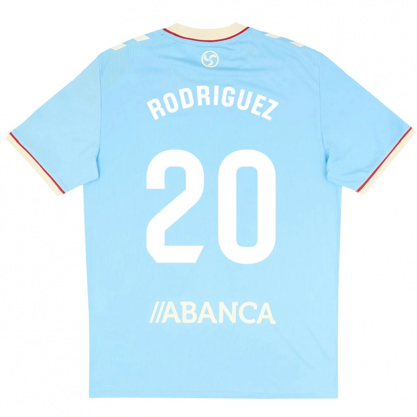 Danxen Dzieci Javi Rodríguez #20 Błękitny Biały Czerwony Domowa Koszulka 2026/27 Koszulki Klubowe