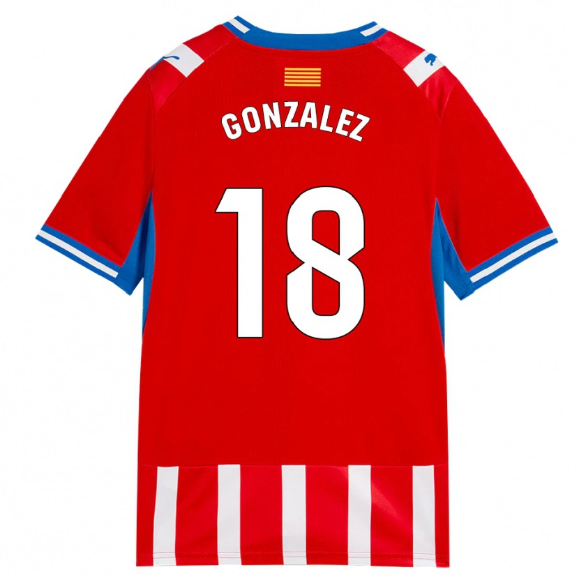 Danxen Dzieci Gerard Gonzalez #18 Czerwony Biały Błękitny Domowa Koszulka 2026/27 Koszulki Klubowe