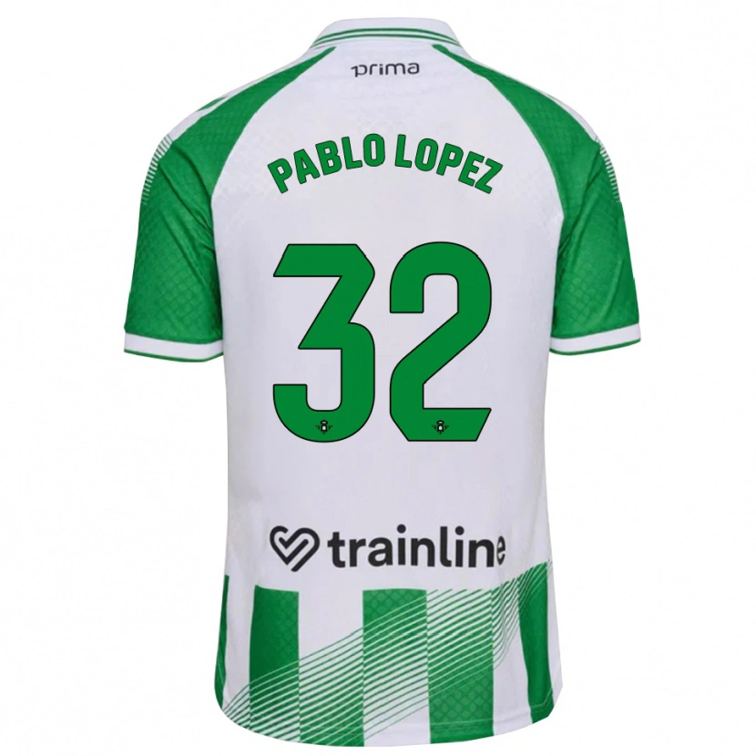 Danxen Dzieci Pablo López #32 Jasnozielony Czarny Biały Domowa Koszulka 2026/27 Koszulki Klubowe