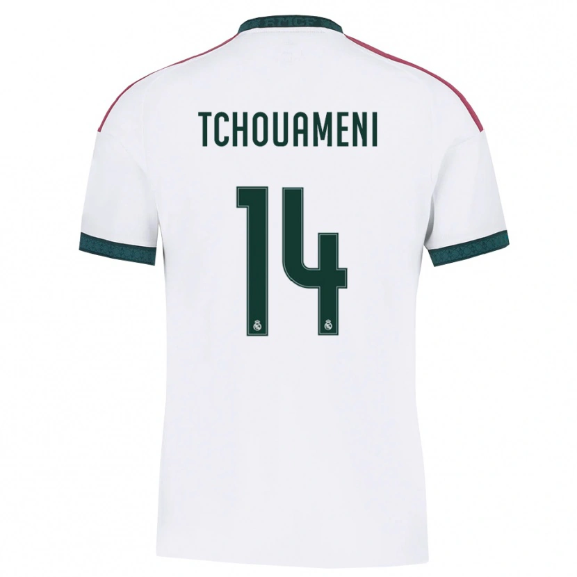 Danxen Dzieci Aurélien Tchouaméni #14 Ciemnozielony Biały Czerwony Domowa Koszulka 2026/27 Koszulki Klubowe