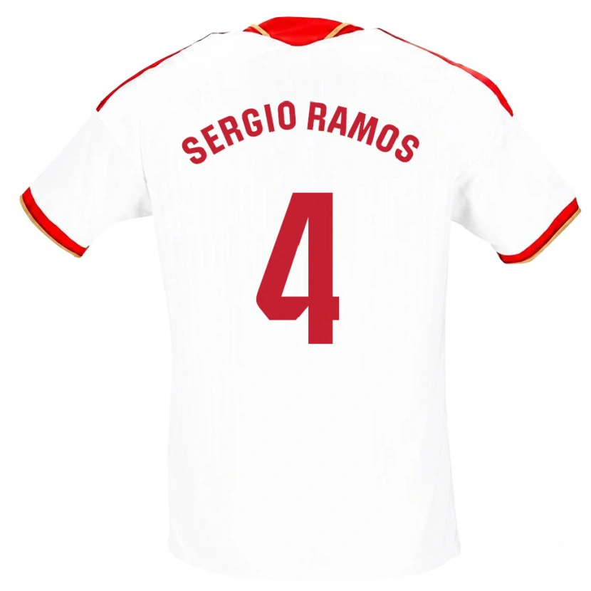 Danxen Dzieci Sergio Ramos #4 Biały Czerwony Domowa Koszulka 2026/27 Koszulki Klubowe