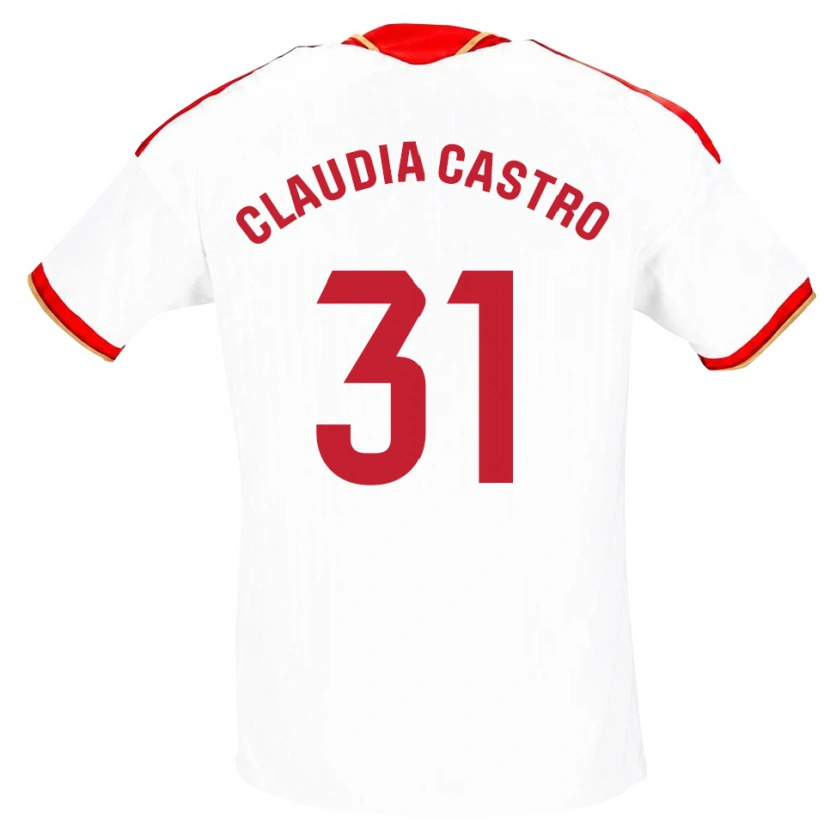 Danxen Dzieci Claudia Castro Romero #31 Biały Czerwony Domowa Koszulka 2026/27 Koszulki Klubowe
