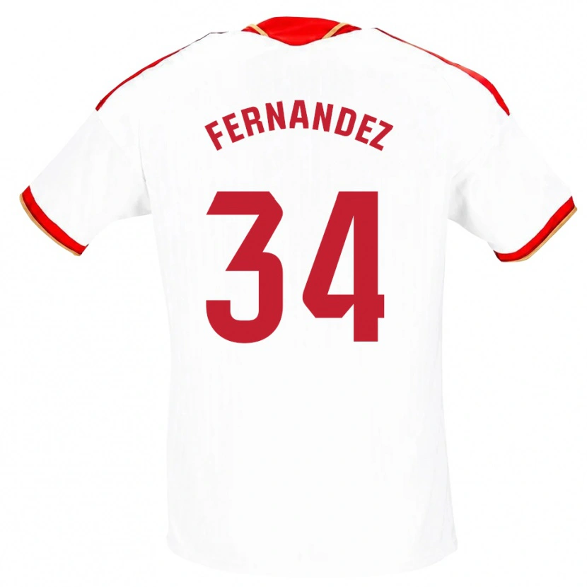 Danxen Dzieci Marc Fernández #34 Biały Czerwony Domowa Koszulka 2026/27 Koszulki Klubowe