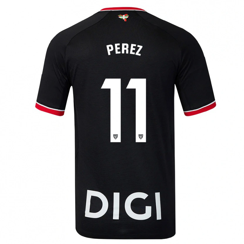 Danxen Dzieci Adrián Pérez #11 Czarny Biały Czerwony Wyjazdowa Koszulka 2026/27 Koszulki Klubowe