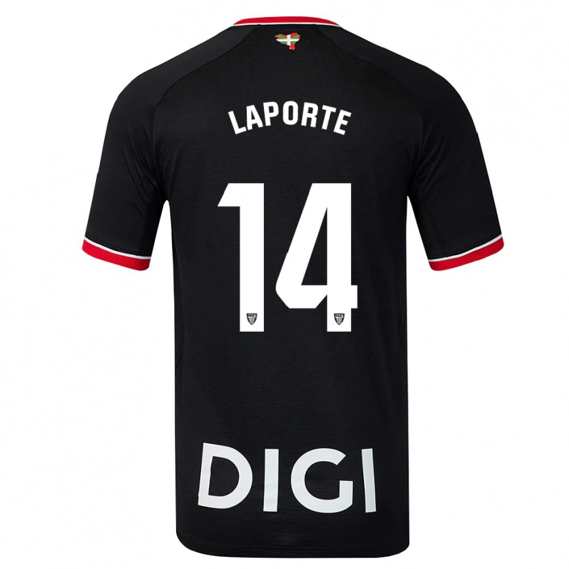 Danxen Dzieci Aymeric Laporte #14 Czarny Biały Czerwony Wyjazdowa Koszulka 2026/27 Koszulki Klubowe