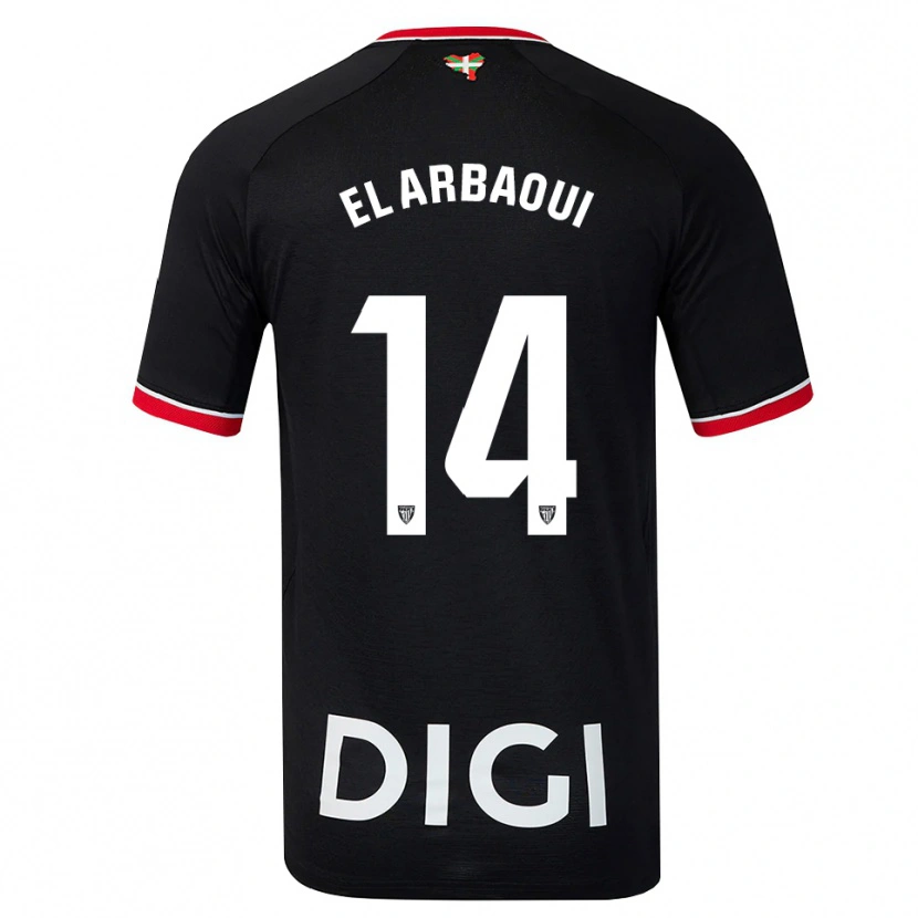 Danxen Dzieci Ilyas El Arbaoui #14 Czarny Biały Czerwony Wyjazdowa Koszulka 2026/27 Koszulki Klubowe