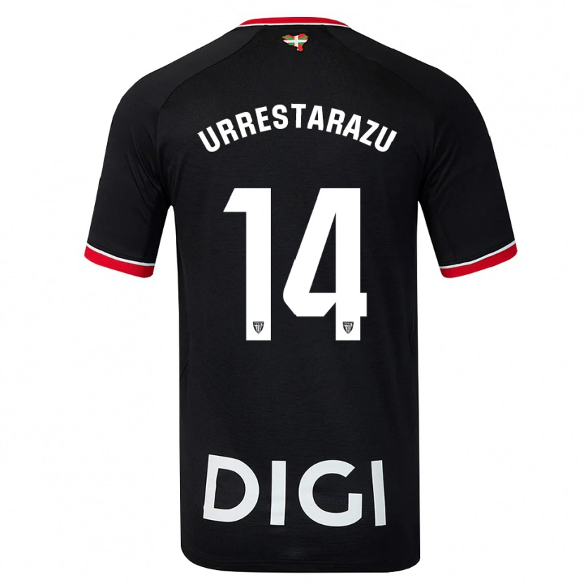 Danxen Dzieci Mikel Urrestarazu #14 Czarny Biały Czerwony Wyjazdowa Koszulka 2026/27 Koszulki Klubowe