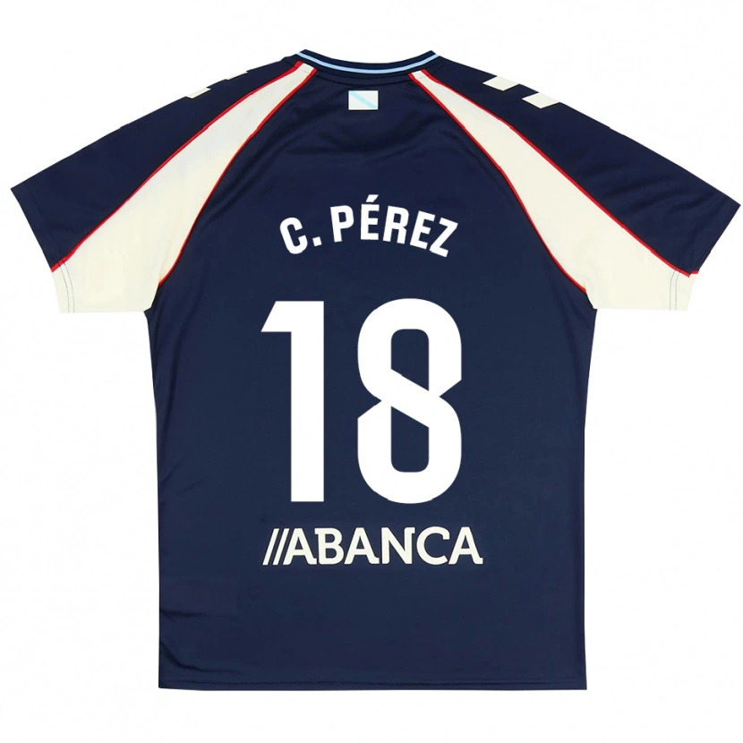 Danxen Dzieci Carles Pérez #18 Królewski Niebieski Czerwony Biały Wyjazdowa Koszulka 2026/27 Koszulki Klubowe