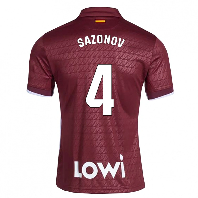 Danxen Dzieci Saba Sazonov #4 Ciemnoczerwony Biały Wyjazdowa Koszulka 2026/27 Koszulki Klubowe