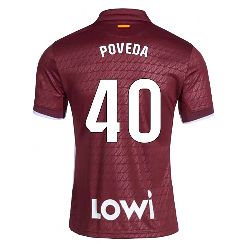 Danxen Dzieci Pedro Poveda #40 Ciemnoczerwony Biały Wyjazdowa Koszulka 2026/27 Koszulki Klubowe