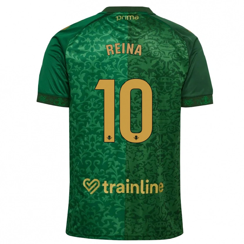 Danxen Dzieci Carlos Reina #10 Leśna Zieleń Ciemny Złoty Złoty Wyjazdowa Koszulka 2026/27 Koszulki Klubowe