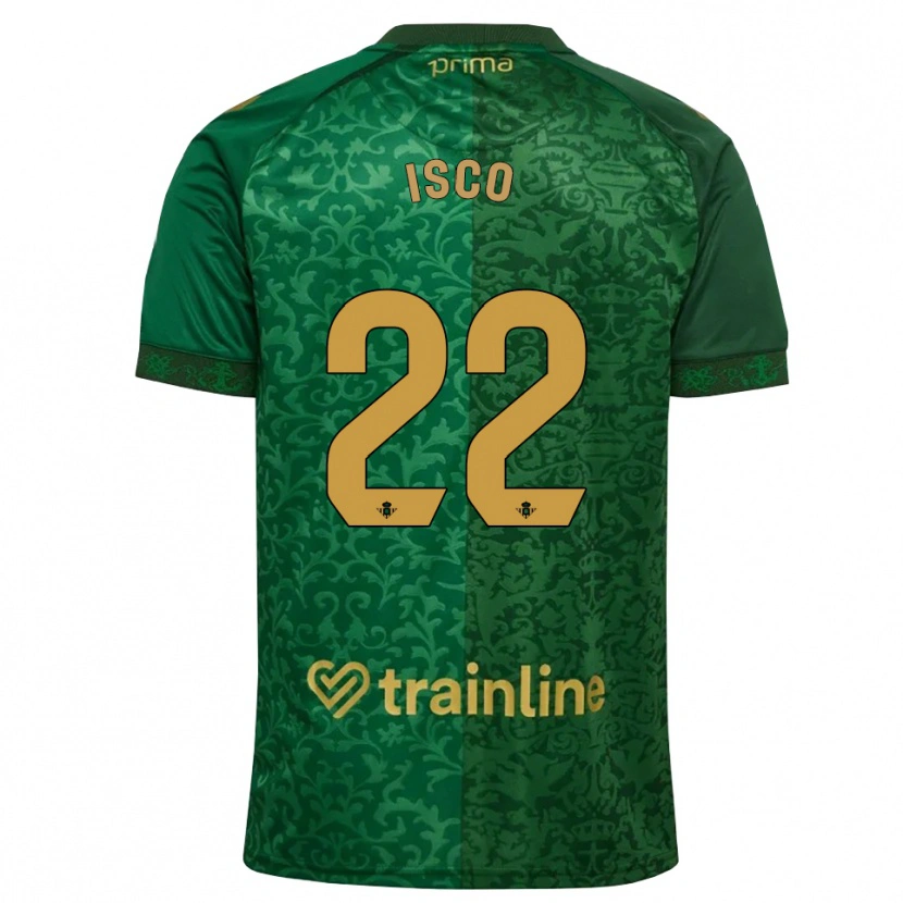 Danxen Dzieci Isco #22 Leśna Zieleń Ciemny Złoty Złoty Wyjazdowa Koszulka 2026/27 Koszulki Klubowe