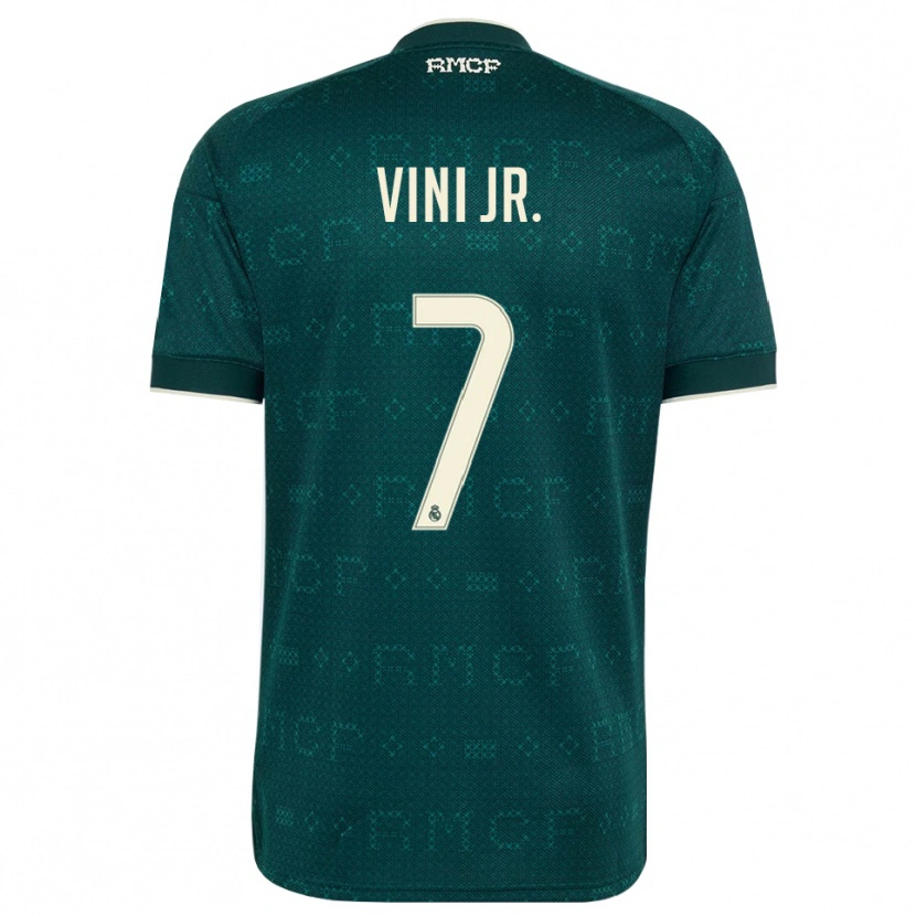 Danxen Dzieci Vinicius Junior #7 Ciemnoszary Szary Biały Wyjazdowa Koszulka 2026/27 Koszulki Klubowe
