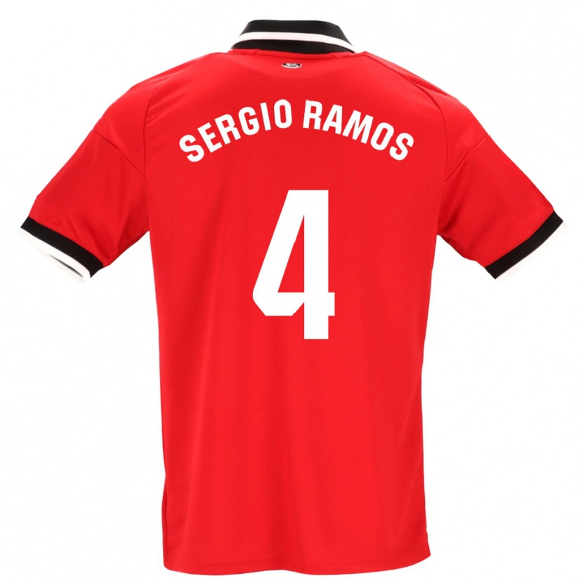 Danxen Dzieci Sergio Ramos #4 Czarny Biały Czerwony Wyjazdowa Koszulka 2026/27 Koszulki Klubowe
