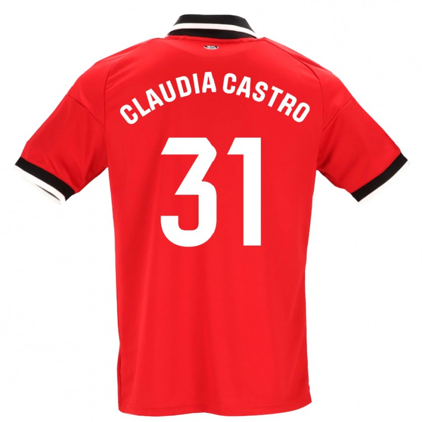 Danxen Dzieci Claudia Castro Romero #31 Czarny Biały Czerwony Wyjazdowa Koszulka 2026/27 Koszulki Klubowe