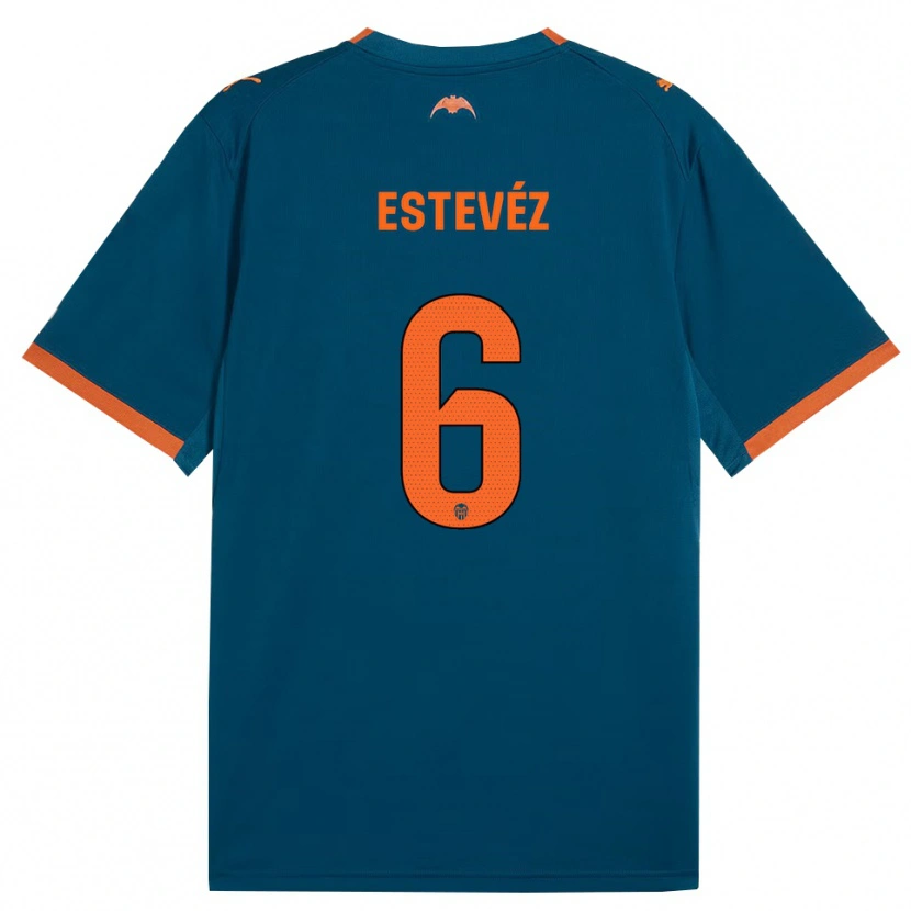 Danxen Dzieci Alejandro Estevéz #6 Stalowoniebieski Pomarańczowy Wyjazdowa Koszulka 2026/27 Koszulki Klubowe