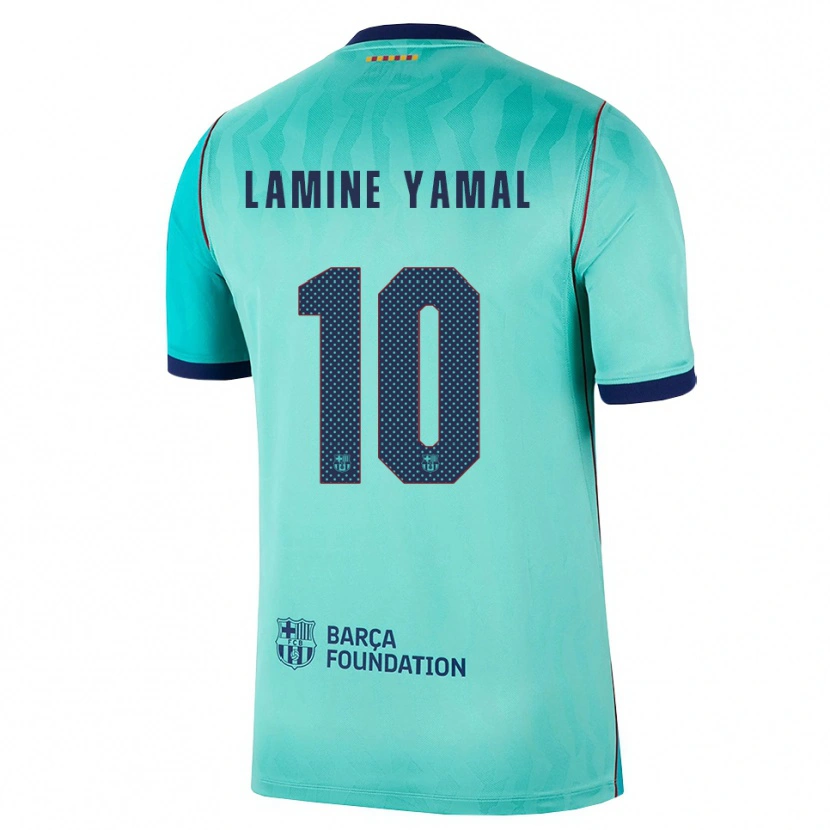 Danxen Dzieci Lamine Yamal #10 Aqua Ciemny Turkus Królewski Niebieski Trzeci Komplet Koszulka 2026/27 Koszulki Klubowe