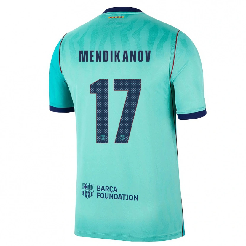 Danxen Dzieci Karim Mendikanov #17 Aqua Ciemny Turkus Królewski Niebieski Trzeci Komplet Koszulka 2026/27 Koszulki Klubowe