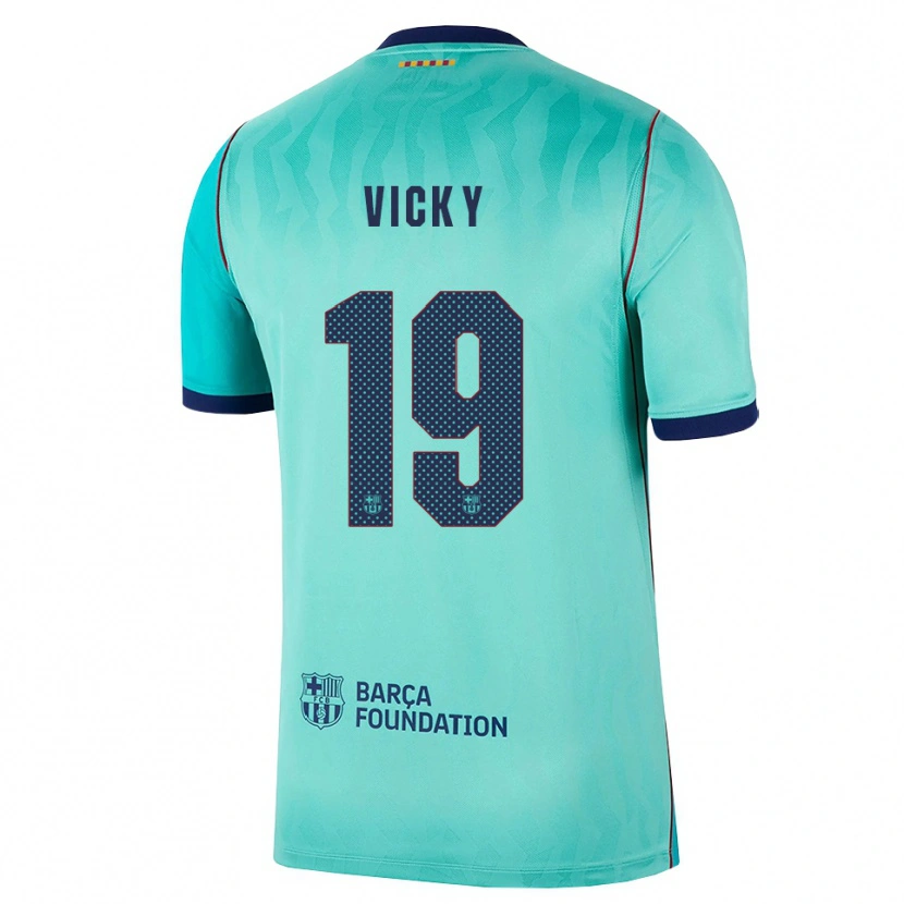 Danxen Dzieci Vicky López #19 Aqua Ciemny Turkus Królewski Niebieski Trzeci Komplet Koszulka 2026/27 Koszulki Klubowe