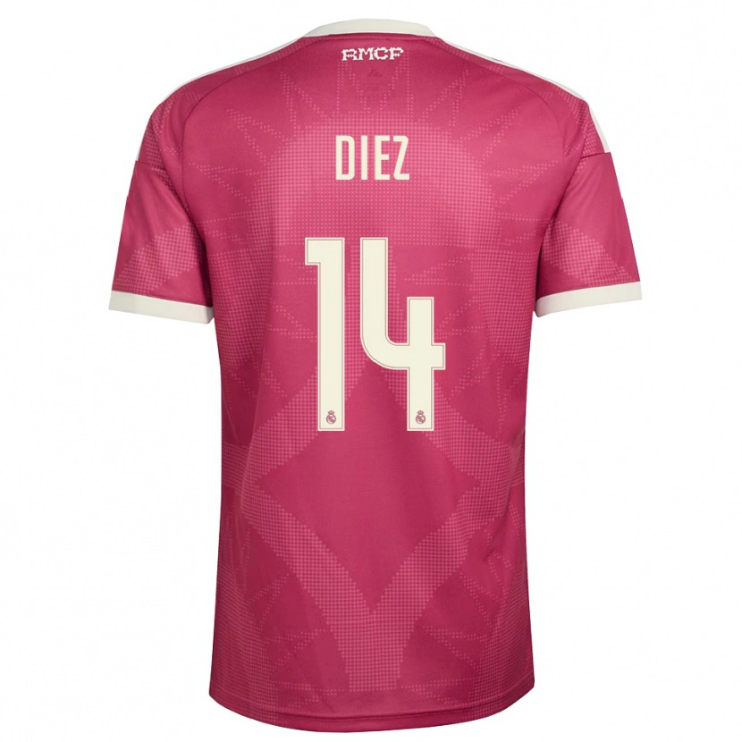 Danxen Dzieci Carlos Diez #14 Blado Fioletowy Czerwony Biały Trzeci Komplet Koszulka 2026/27 Koszulki Klubowe