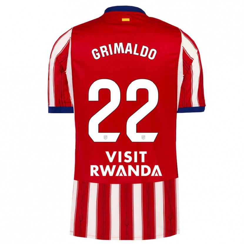 Danxen Męski Alejandro Grimaldo #22 Królewski Niebieski Czerwony Biały Domowa Koszulka 2026/27 Koszulki Klubowe