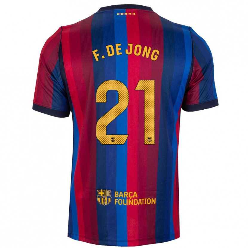 Danxen Męski Frenkie De Jong #21 Królewski Niebieski Czerwony Żółty Domowa Koszulka 2026/27 Koszulki Klubowe